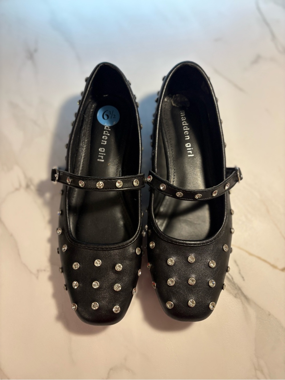 Madden Girl Black Studded Mary Jane Flats